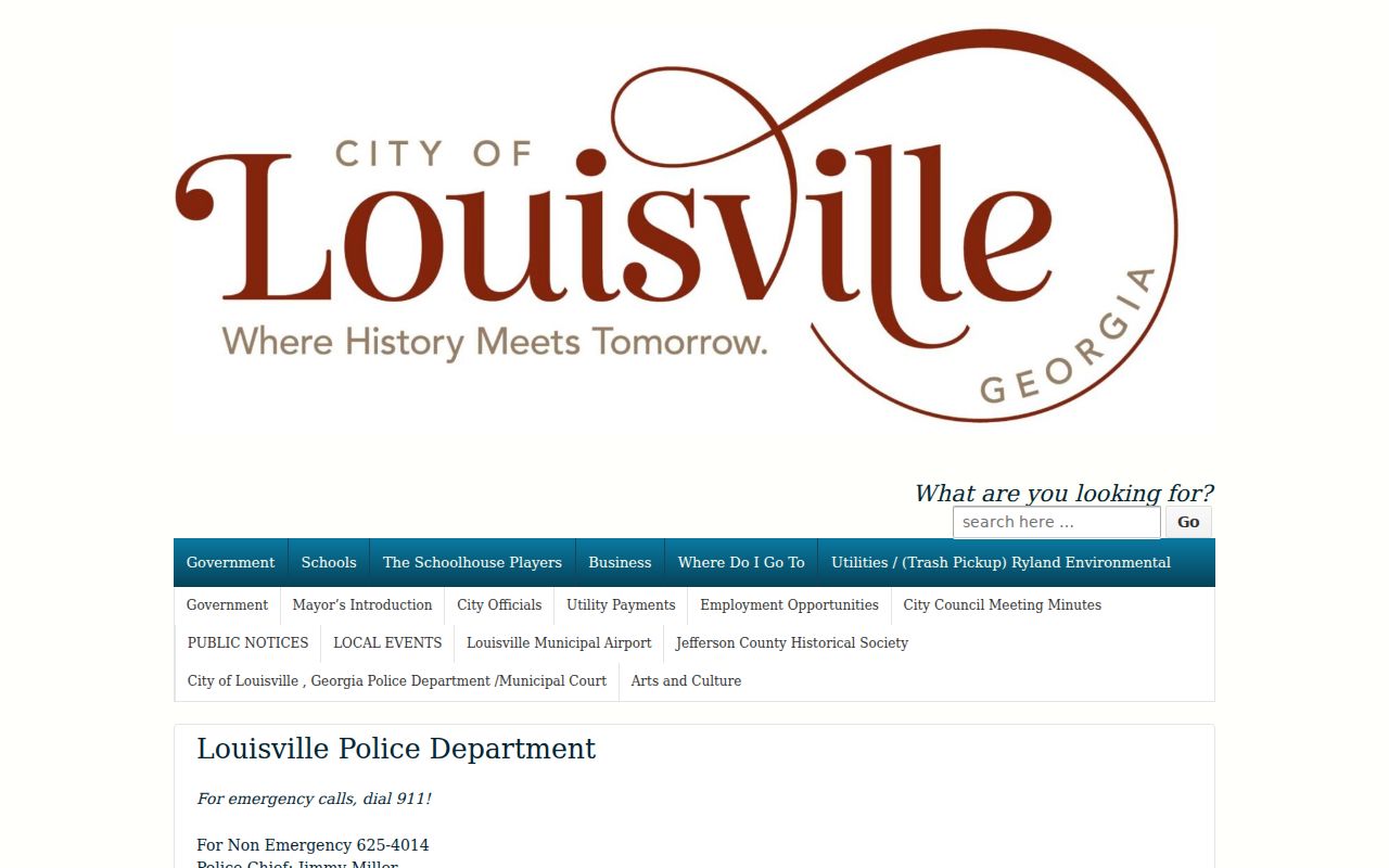 Louisville Police Department contact page used for Jefferson County arrest warrant routing