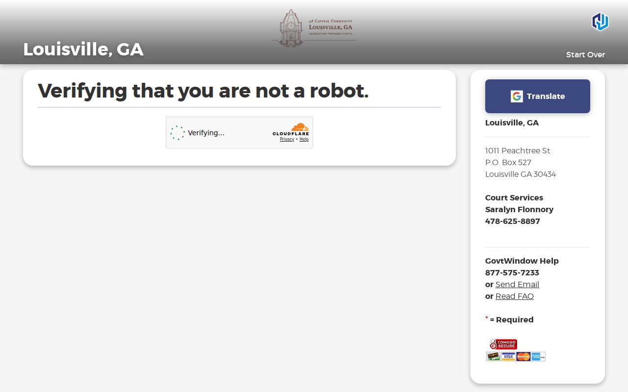 Louisville traffic payment captcha landing page