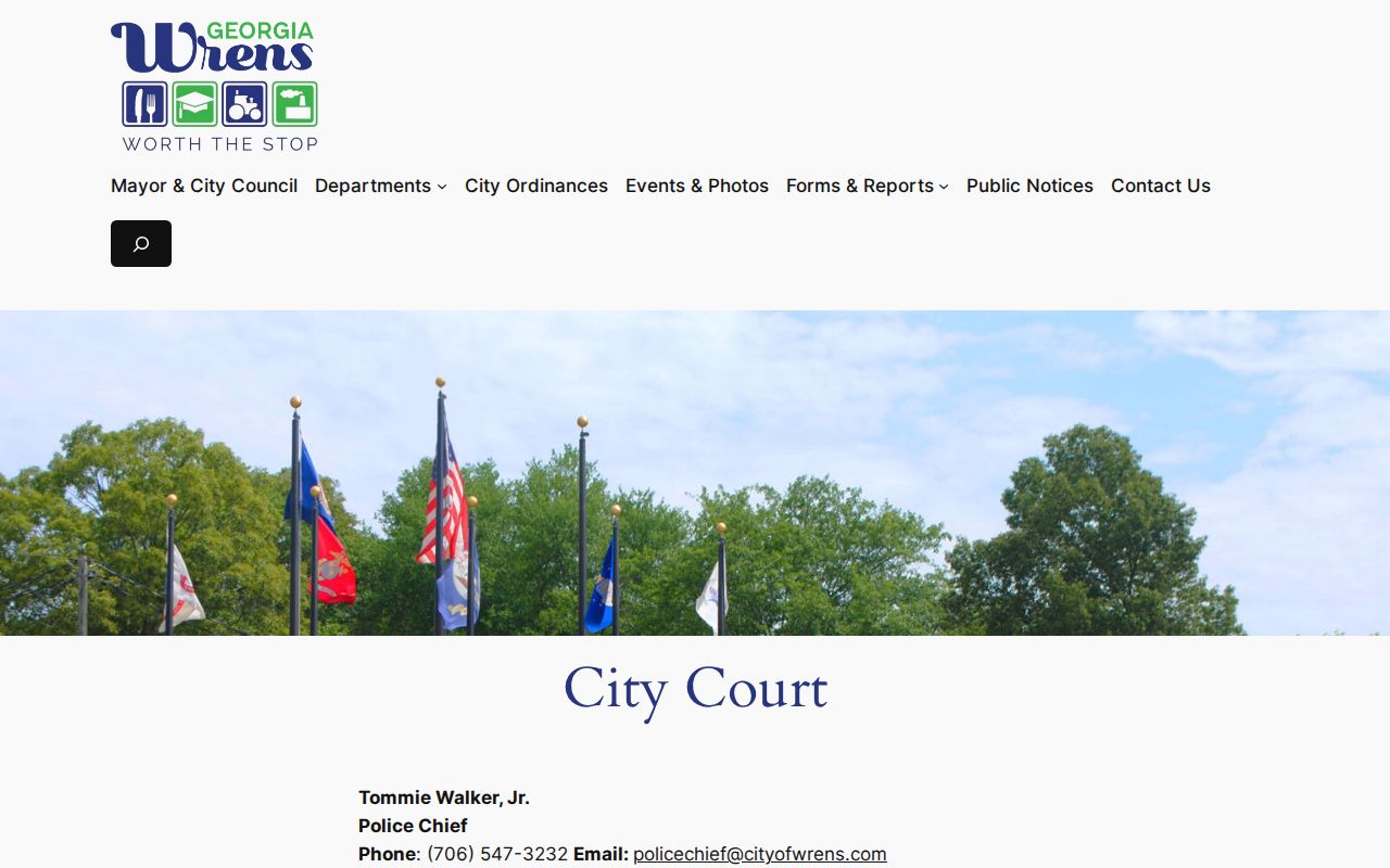 Wrens City Court appearance, payment, and bench-warrant instructions